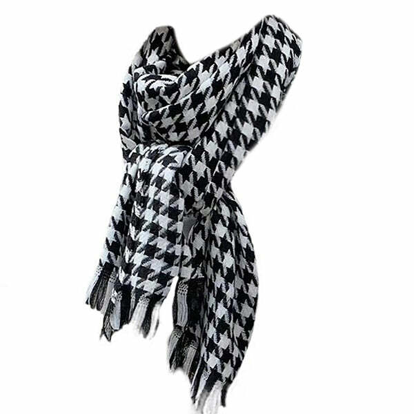 Chic Houndstooth Scarf for Y2K Fashion & Coquette Aesthetic Styles