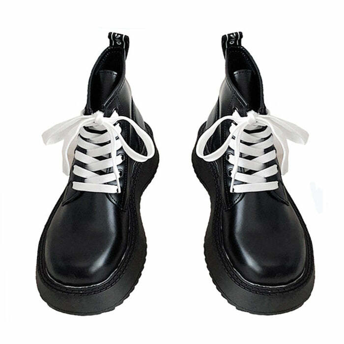 Chic Lace Up Ankle Boots for Y2K Aesthetic & Grunge Style Outfits