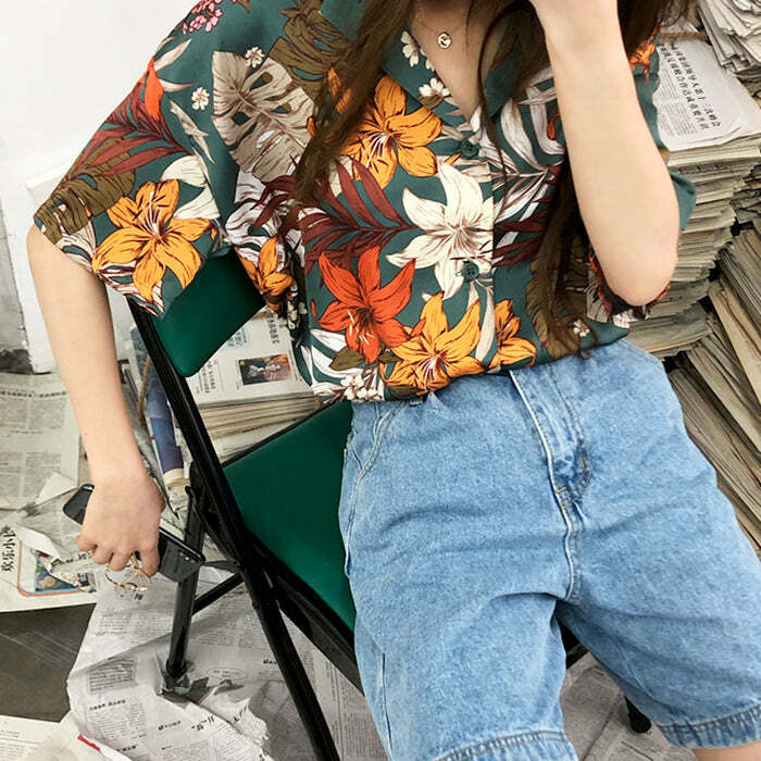 Chic Lily Shirt: Embrace Y2K Aesthetic with Cute Tops & Grunge Style