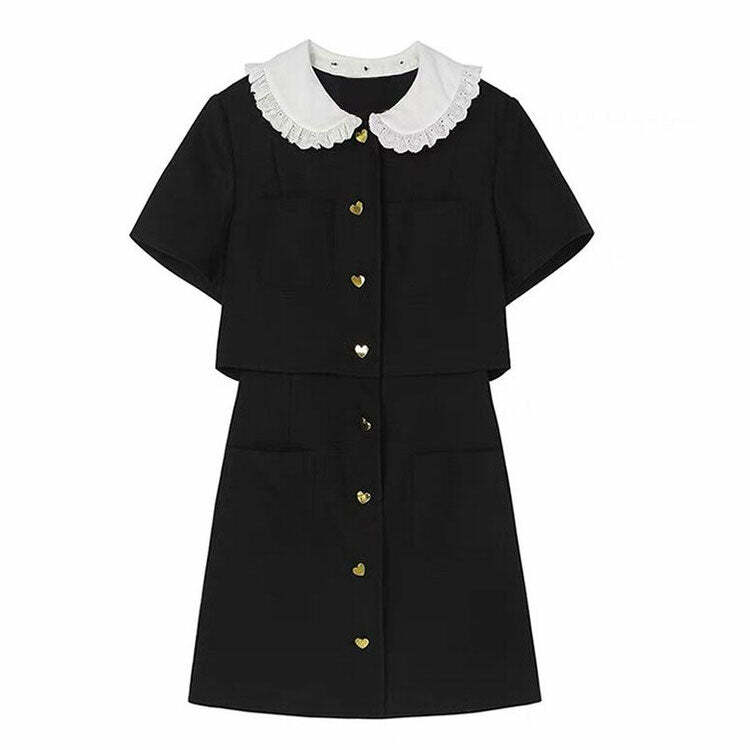 Chic Little Witch Mini Black Dress for Y2K Aesthetic & Grunge Style