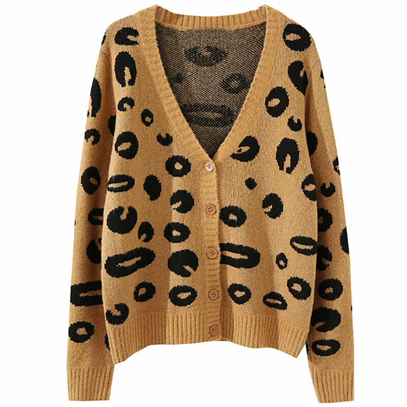 Chic Lola Leopard Cardigan for Y2K Aesthetic and Coquette Style Outfits