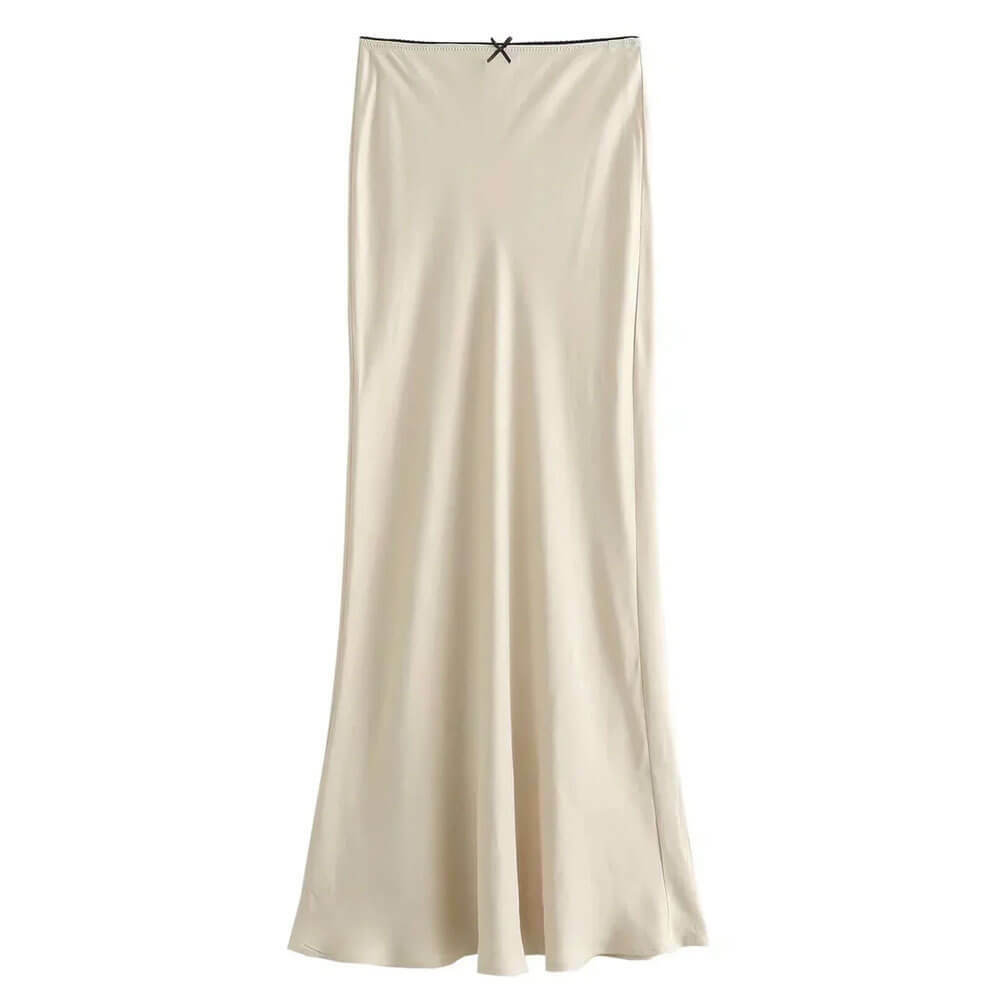 Chic Low Waist Satin Maxi Skirt for Y2K Aesthetic & Coquette Style