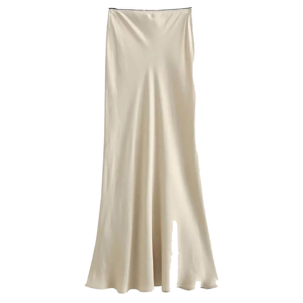 Chic Low Waist Satin Maxi Skirt for Y2K Aesthetic & Coquette Style