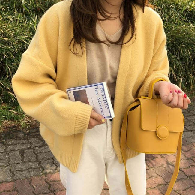 Chic Mango Mousse Cardigan for Y2K Aesthetic and Cozy Fall Outfits