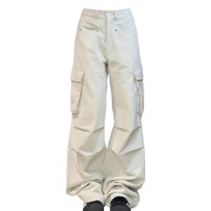 Chic Minimalist Cargo Wide-Leg Pants for Y2K and Grunge Aesthetic