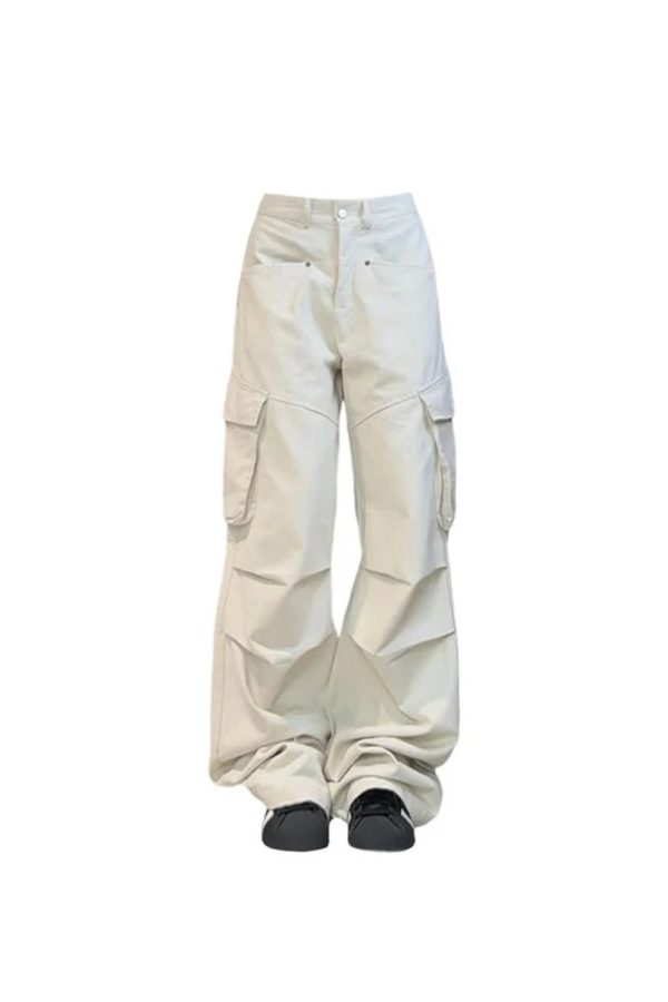 Chic Minimalist Cargo Wide-Leg Pants for Y2K and Grunge Aesthetic