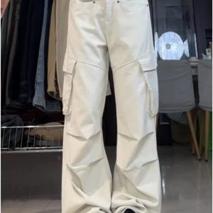 Chic Minimalist Cargo Wide-Leg Pants for Y2K and Grunge Aesthetic