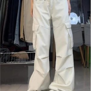 Chic Minimalist Cargo Wide-Leg Pants for Y2K and Grunge Aesthetic