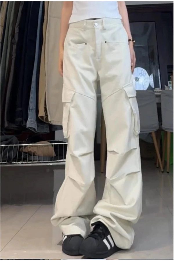 Chic Minimalist Cargo Wide-Leg Pants for Y2K and Grunge Aesthetic