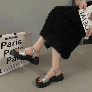 Chic Minimalist Square Toe Sandals for Y2K and Coquette Aesthetic