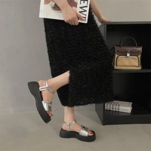 Chic Minimalist Square Toe Sandals for Y2K and Coquette Aesthetic