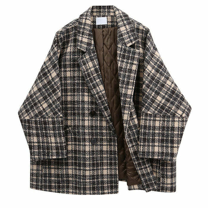 Chic Old Money Plaid Jacket for Y2K Aesthetic and Preppy Style