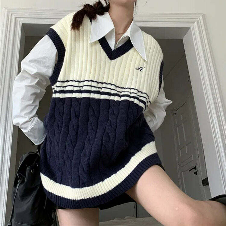 Chic Old Money Yacht Club Striped Vest for Y2K and Preppy Aesthetics