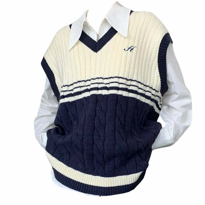 Chic Old Money Yacht Club Striped Vest for Y2K and Preppy Aesthetics