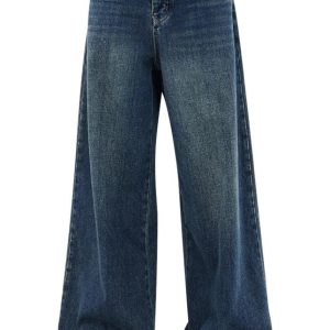 Chic Oversized Dark Wash Wide-Leg Jeans for Y2K and Grunge Aesthetics