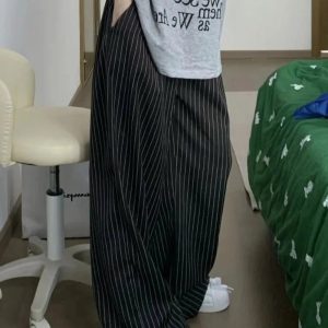 Chic Oversized Striped Palazzo Pants for Y2K and Coquette Aesthetic