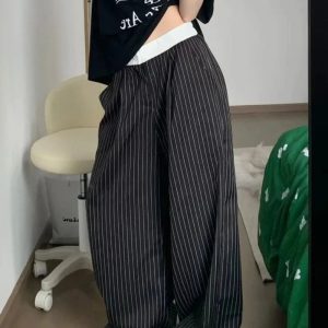 Chic Oversized Striped Palazzo Pants for Y2K and Coquette Aesthetic