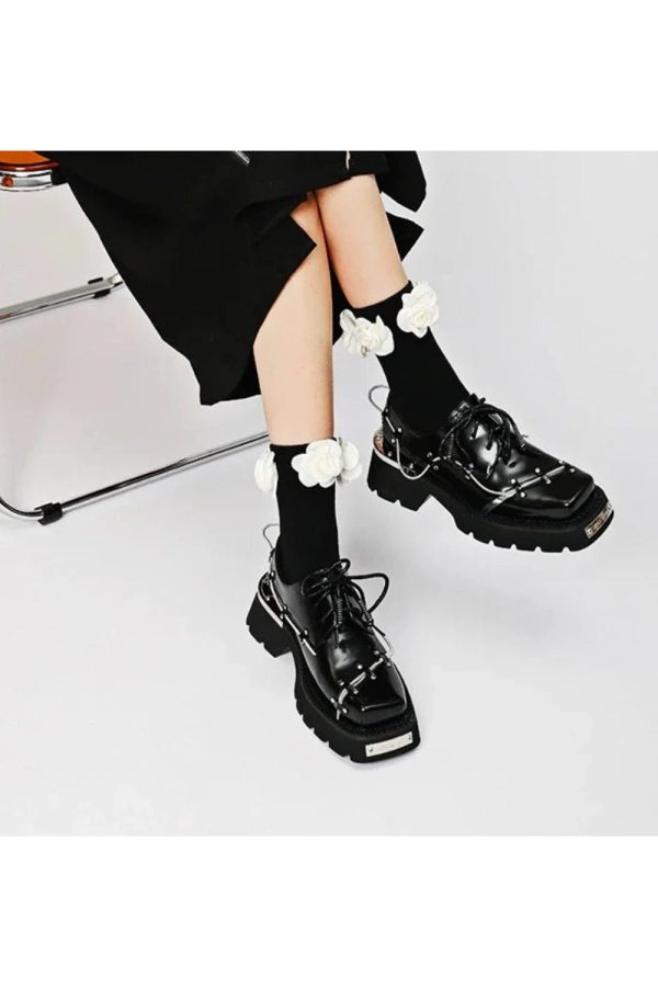 Chic Patent Leather Oxford Shoes for Y2K Aesthetic & Preppy Style