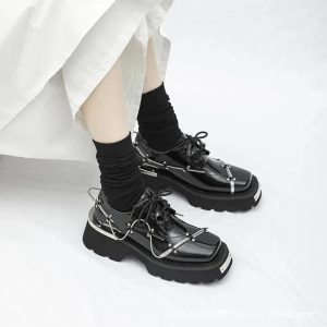 Chic Patent Leather Oxford Shoes for Y2K Aesthetic & Preppy Style