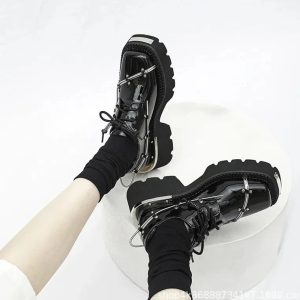 Chic Patent Leather Oxford Shoes for Y2K Aesthetic & Preppy Style