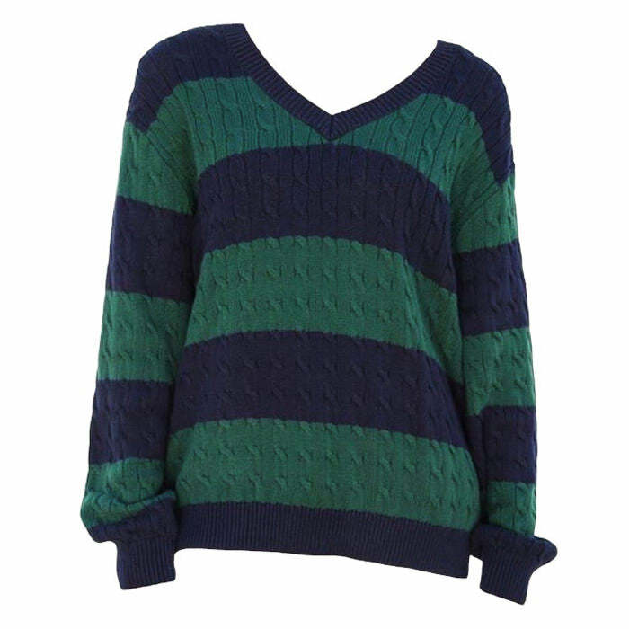 Chic Preppy Girl Striped Jumper for Y2K Aesthetic Outfits