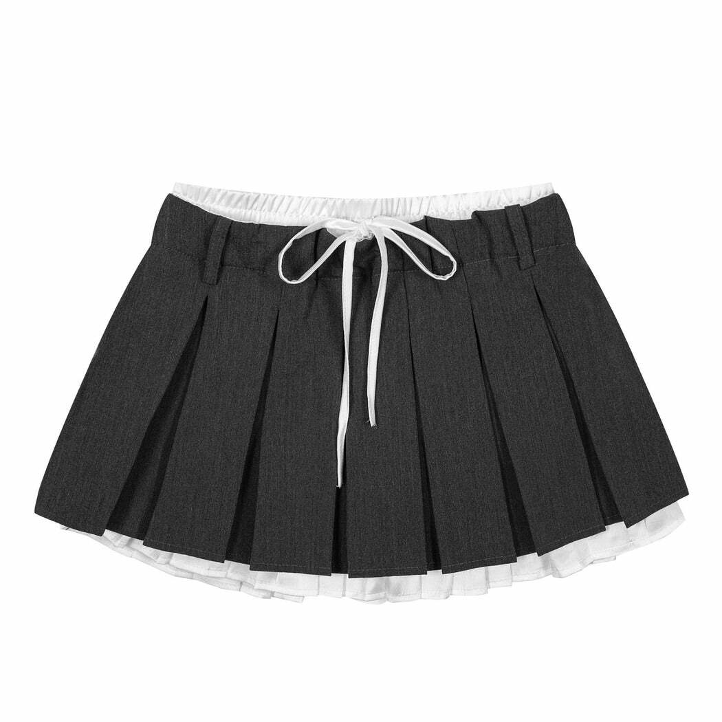 Chic Preppy Layered Mini Skirt for Y2K Aesthetic Outfits