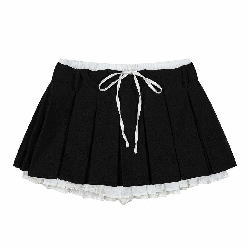 Chic Preppy Layered Mini Skirt for Y2K Aesthetic Outfits