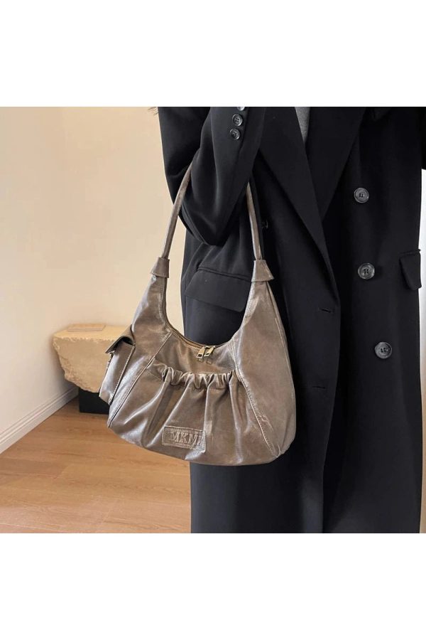 Chic Rustic Ruched Shoulder Bag for Y2K Aesthetic and Coquette Style