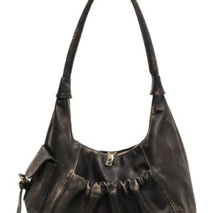 Chic Rustic Ruched Shoulder Bag for Y2K Aesthetic and Coquette Style