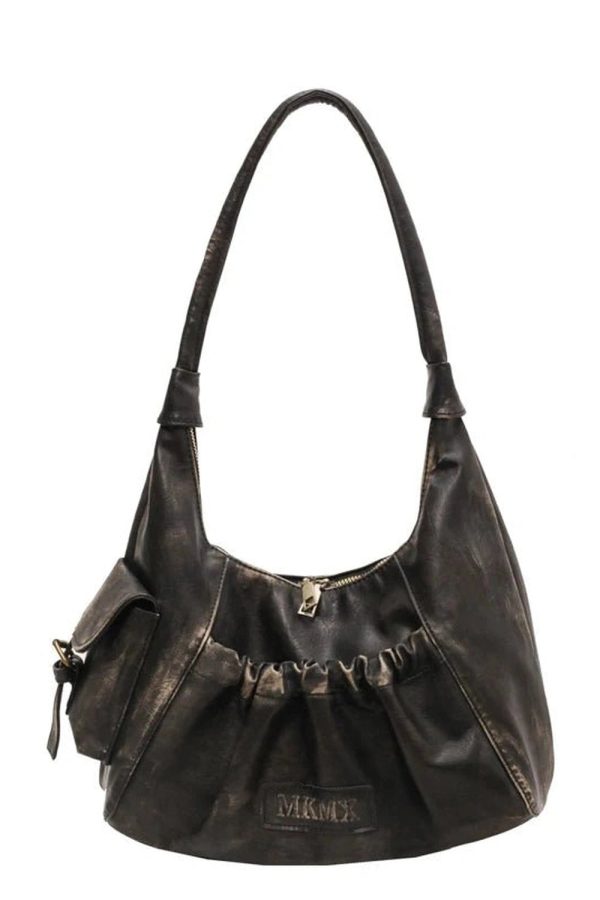 Chic Rustic Ruched Shoulder Bag for Y2K Aesthetic and Coquette Style