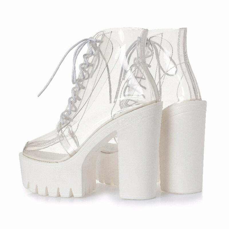 Chic See-Through Ankle Boots for Y2K Fashion & Grunge Aesthetic Lovers