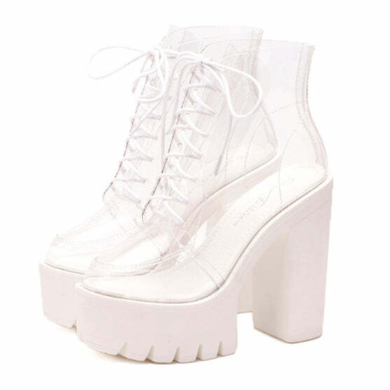 Chic See-Through Ankle Boots for Y2K Fashion & Grunge Aesthetic Lovers