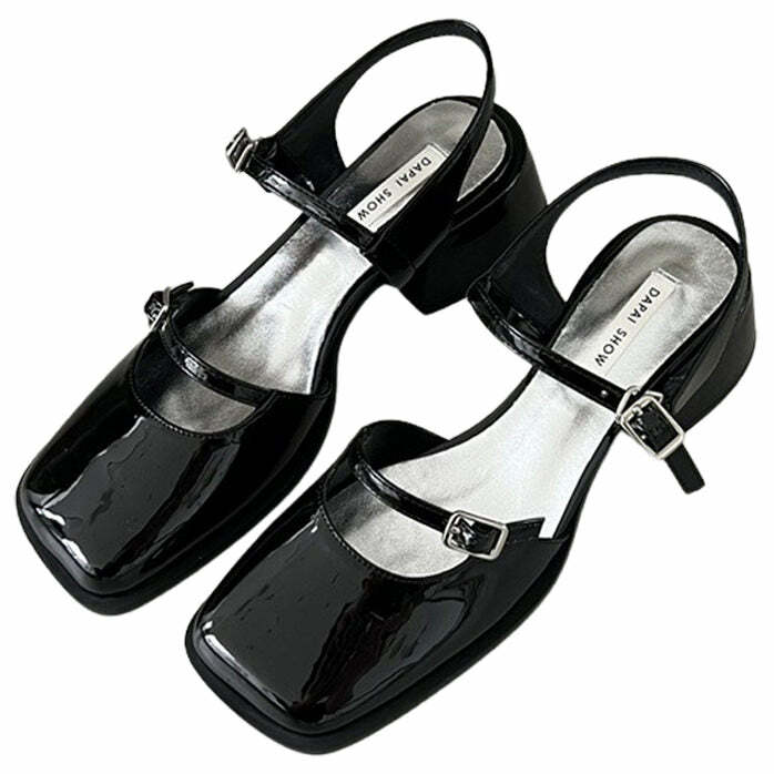 Chic Square Toe Mary Jane Shoes for Y2K Aesthetic and Grunge Style