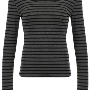 Chic Striped Off-Shoulder Knit Top for Y2K and Coquette Aesthetic