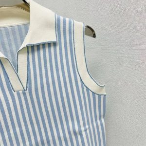 Chic Striped Preppy Knit Polo Top for Y2K and Coquette Aesthetic