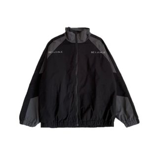 Chic Two-Tone Track Jacket for Y2K Aesthetic and Grunge Style Lovers