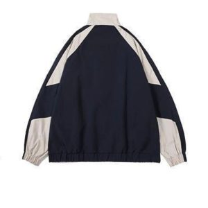 Chic Two-Tone Track Jacket for Y2K Aesthetic and Grunge Style Lovers