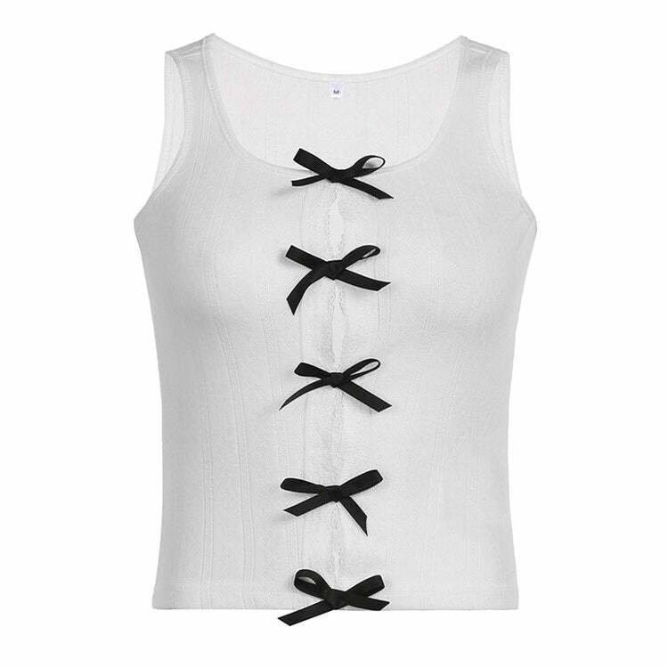 Chic Y2K Bow Tank Top for Coquette Aesthetic & Grunge Style Outfits