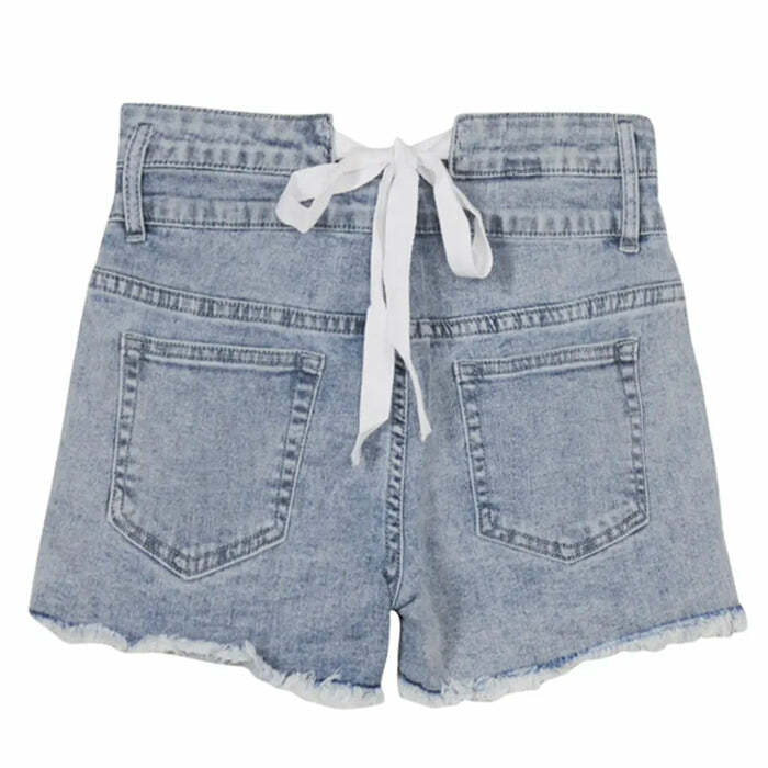 Chic Y2K Bow Tie Denim Shorts for Effortless Coquette Aesthetic Style