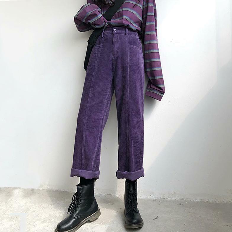 Chic Y2K Corduroy Pants for Effortless Coquette and Grunge Aesthetics