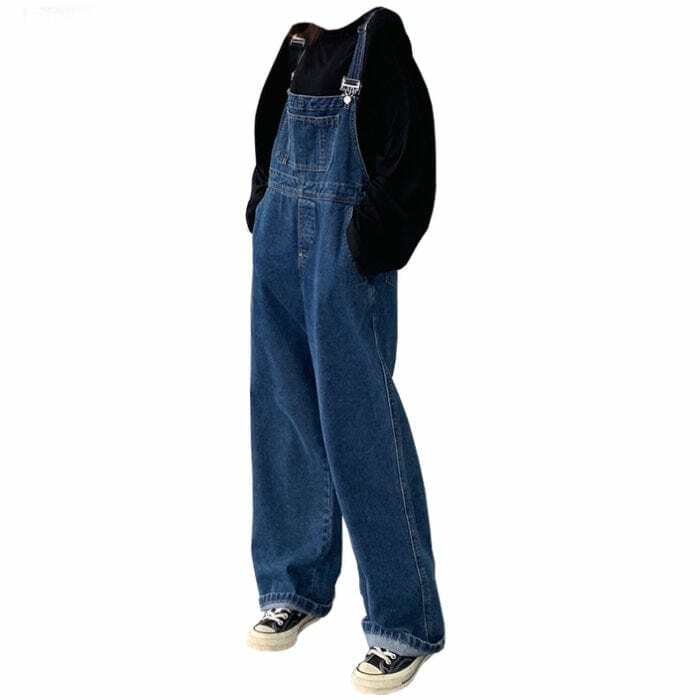 Chic Y2K Denim Overalls for Trendy Coquette and Grunge Aesthetics