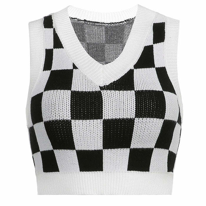 Chic Y2K Knit Vest for Coquette Aesthetic & Grunge Style Outfits