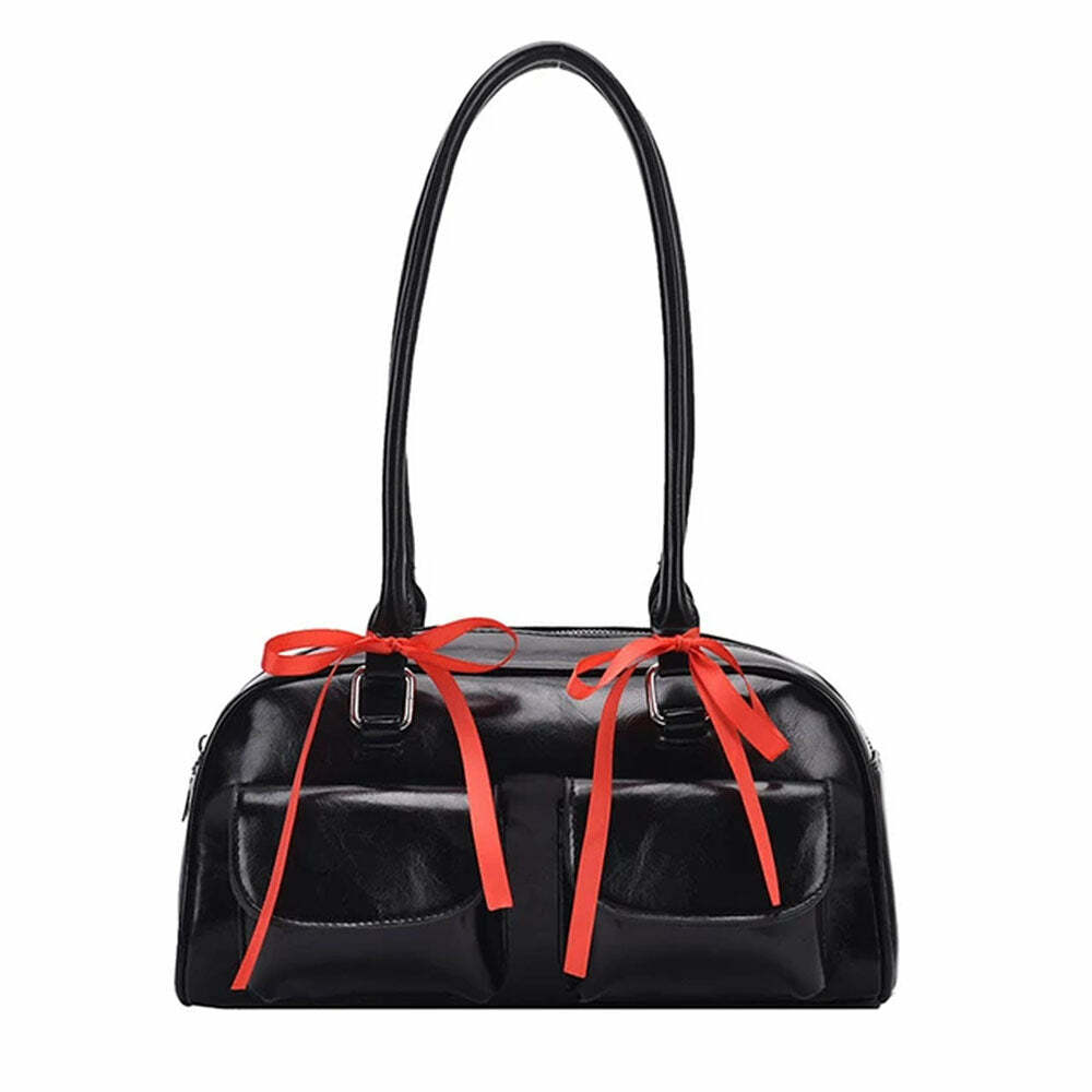 Chic Y2K Shoulder Bag with Bows for Coquette and Grunge Aesthetics