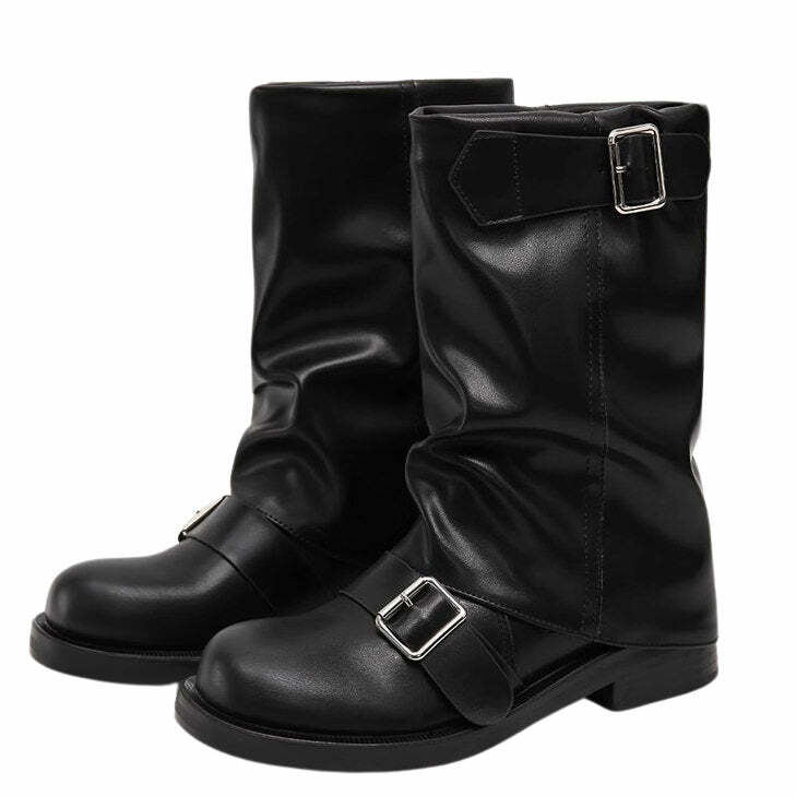 Chic Y2K Wide Calf Tube Boots for Grunge and Coquette Aesthetic Styles