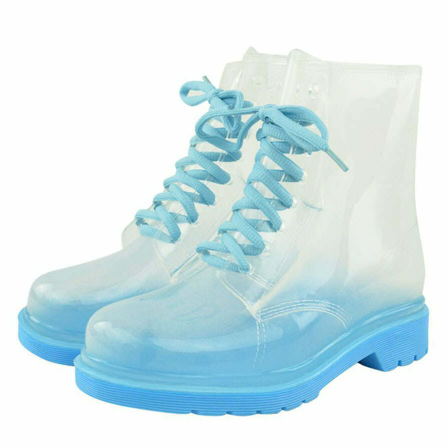 Clear Lace Up Boots for Y2K Aesthetic & Grunge Style Outfits