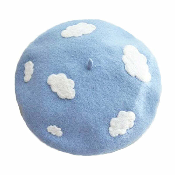 Cloudy Skies Beret - Y2K Aesthetic Accessory for Cozy Outfits