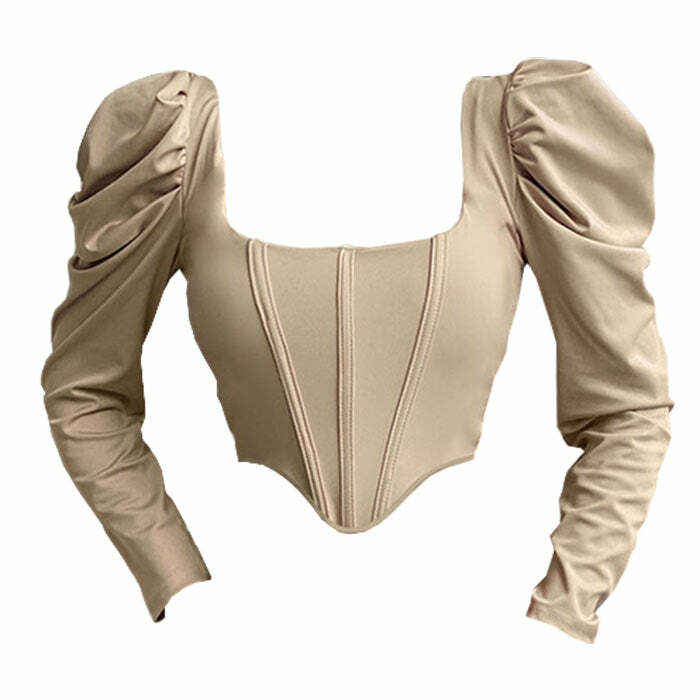 Coffee Cream Corset Top - Y2K Aesthetic Cute Top for Stylish Outfits