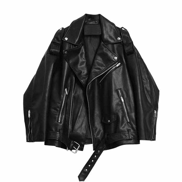 Come As You Are Y2K Grunge Leather Jacket for Edgy Aesthetic Style