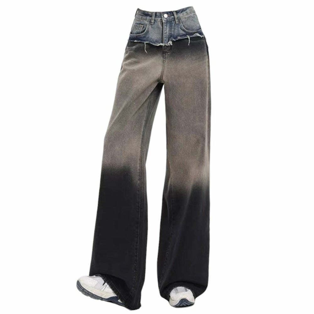 Control Freak Layered Baggy Jeans for Y2K Aesthetic & Grunge Style