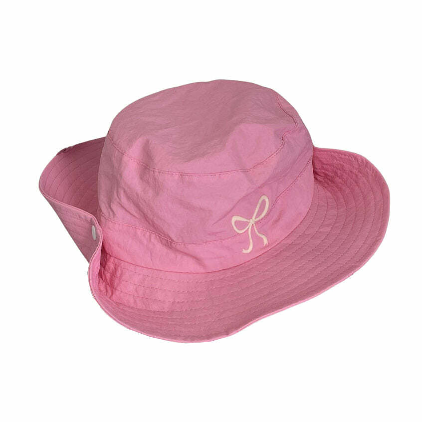 Coquette Aesthetic Bow Fisherman Hat for Y2K and Grunge Style Lovers